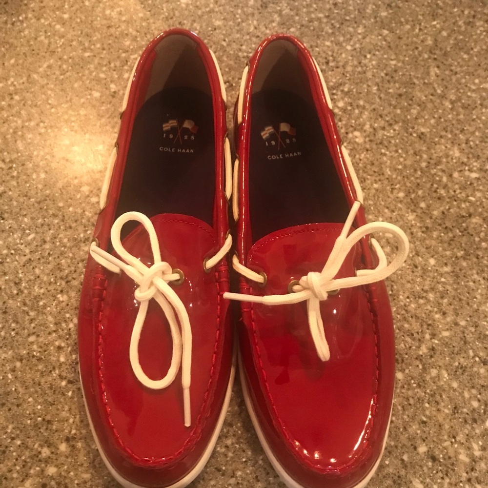 Red and white shoes